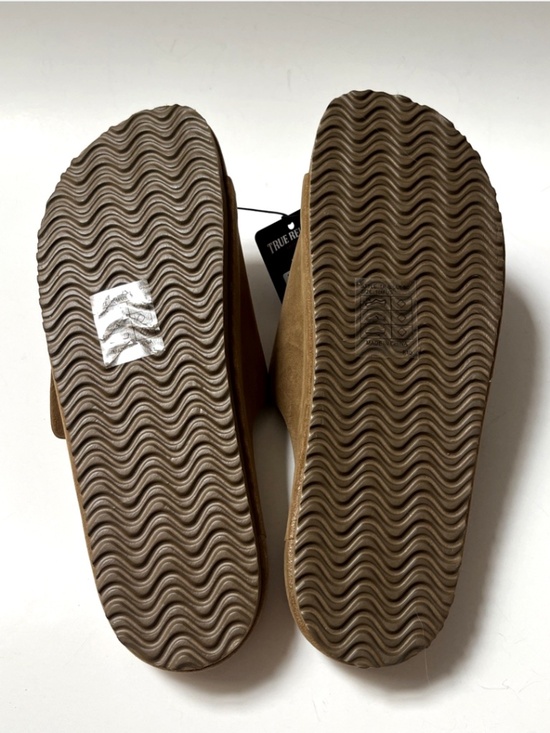 True Religion Billy Slide Sandals Tan Brown Hook Loop Strap Men’s Size 10 NWOB